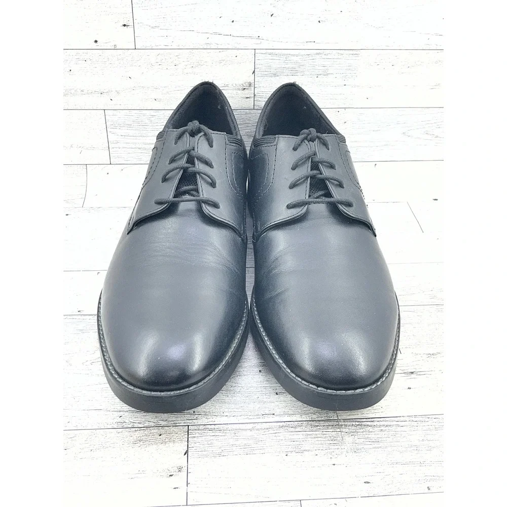 Rockport TruTech Mens Black Leather Derby Dress Shoes Lace Up Round Toe Size 11M